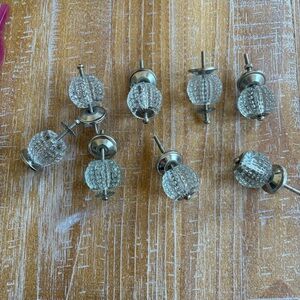 Glass and Silver Drawer Knobs - Set of 8